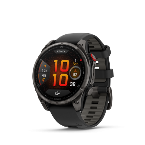GARMIN fēnix® 8 Pro – 47mm, AMOLED Sapphire, Carbon Gray DLC Ti with Black/Gray Silicone Band