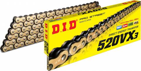 D.I.D. 520 VX3 Gold X-Ring 120 Link Chain